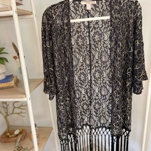 Forever21 Black & Gold Lace Kimono
